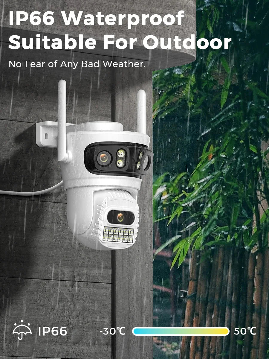 12MP Outdoors Wifi Camera 6K HD Three Lens Security PTZ IP Surveillanc Camera Human Auto Detect Tracking CCTV Camera ICESS APP