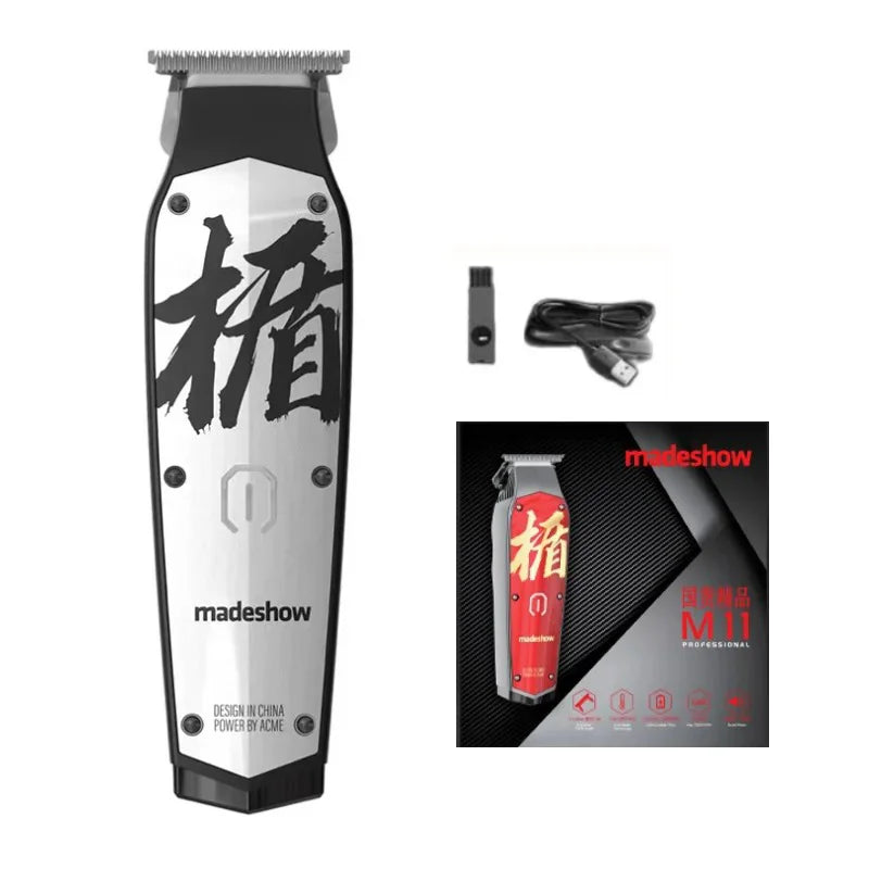 New D0 MadeShow M10M11 Professional Hair Clipper + Trimmer Set 0.1mmHair Cutting Machine Cutting T Blade High Speed High Quality