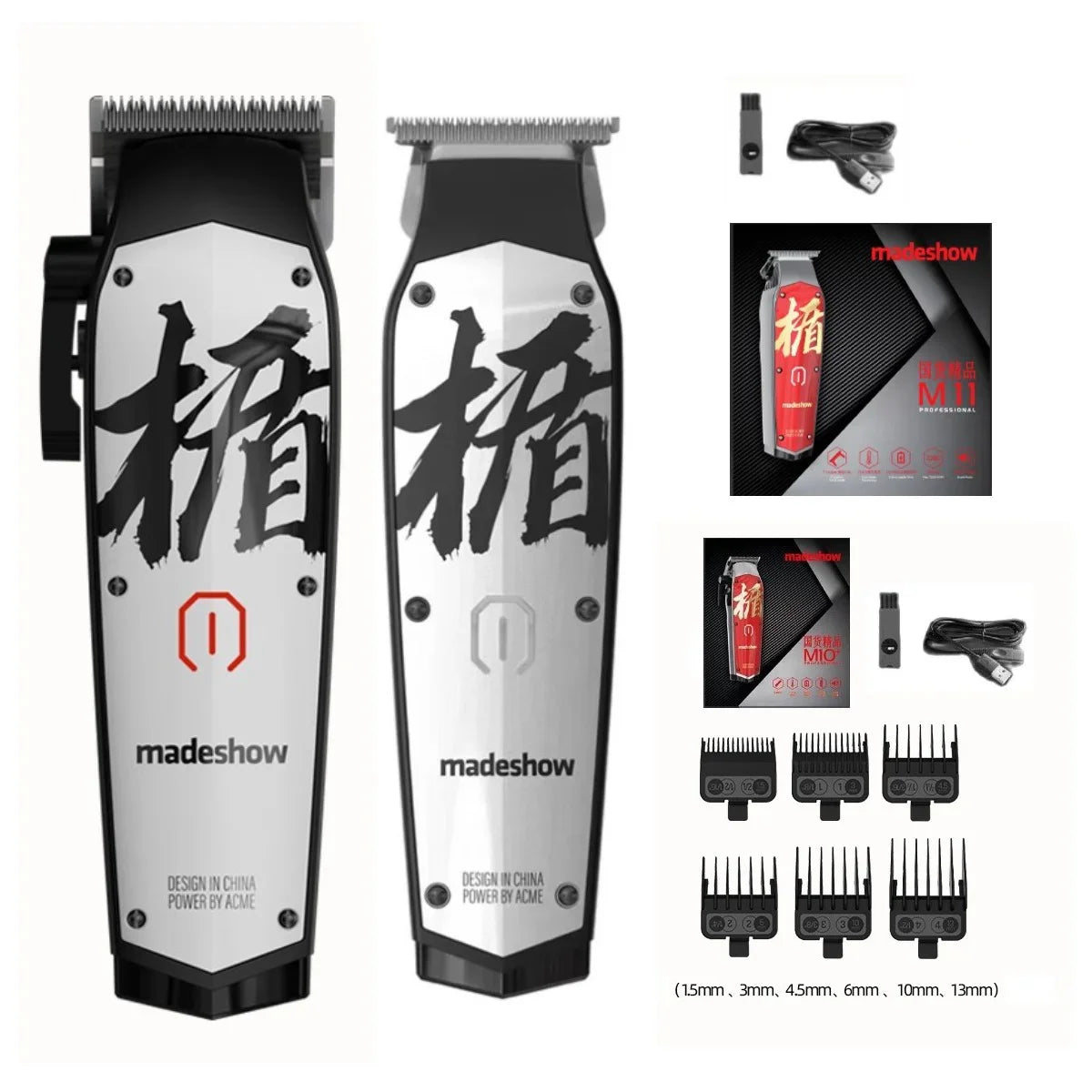 New D0 MadeShow M10M11 Professional Hair Clipper + Trimmer Set 0.1mmHair Cutting Machine Cutting T Blade High Speed High Quality