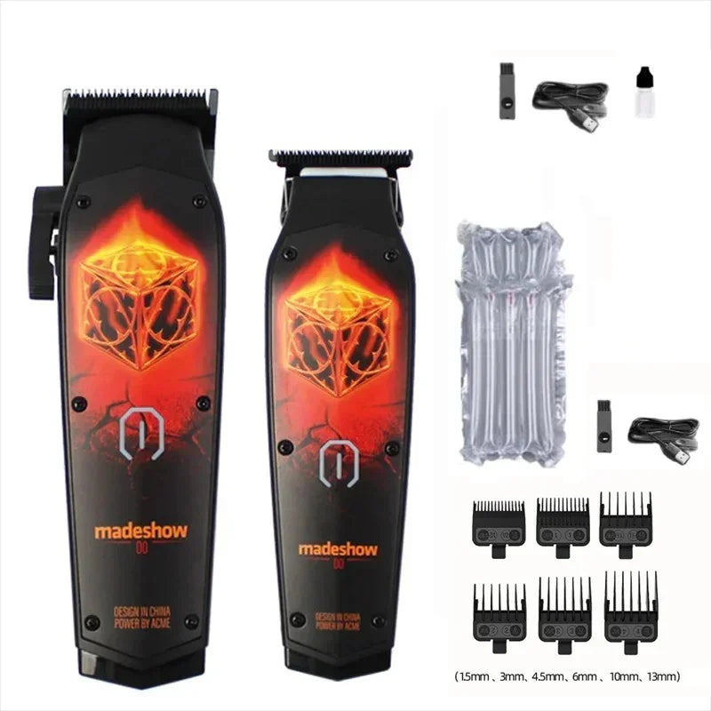 New D0 MadeShow M10M11 Professional Hair Clipper + Trimmer Set 0.1mmHair Cutting Machine Cutting T Blade High Speed High Quality