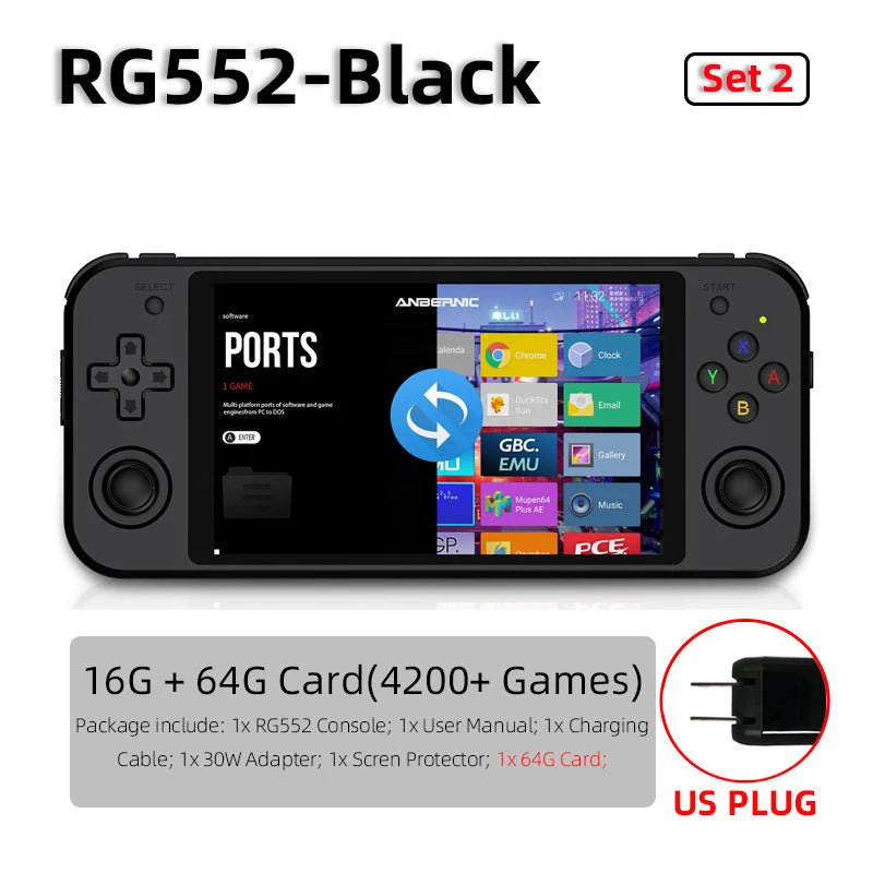 ANBERNIC RG552  Handheld Game Console 5.36‘’ IPS Screen Android Linux Dual Systems Retro Video Game Player Built in 4000+ Games