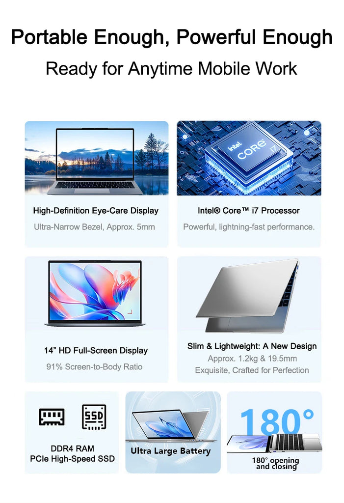 2026 New Ultra Slim 14.1" Laptop Intel Core i7-8650U Windows 11 Pro 32GB RAM 2TB M.2 SSD - Ideal for Office & Study
