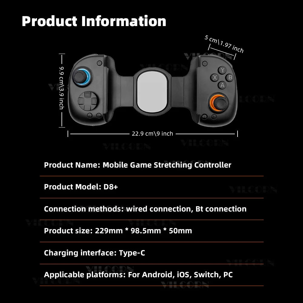 Wireless Gaming Controller For Android iPad Mobile Gamepad For Switch&XBOX Game Pass&Game Streaming Joystick Stretchable To 9.5