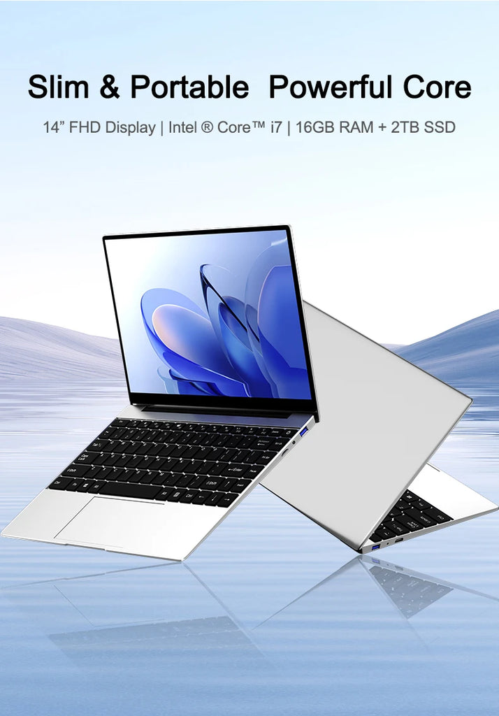 2026 New Ultra Slim 14.1" Laptop Intel Core i7-8650U Windows 11 Pro 32GB RAM 2TB M.2 SSD - Ideal for Office & Study