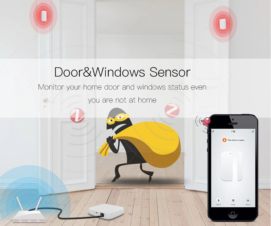 Zigbee Smart Gateway Hub Home Automation Scene Security Alarm Kit PIR Door&Window Temperature&Humidity Sensor Monitor Smart Life