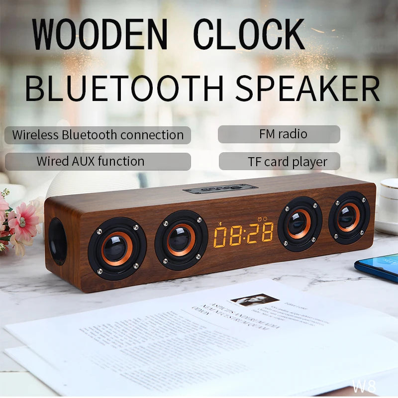 Bluetooth Speaker Portable Powerful Column Home Theater Clock Alarm Computer Speakers Soundbar Subwoofer Boom Box Music Center