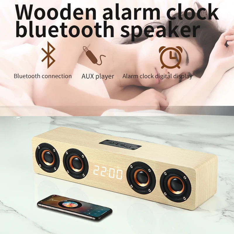 Bluetooth Speaker Portable Powerful Column Home Theater Clock Alarm Computer Speakers Soundbar Subwoofer Boom Box Music Center