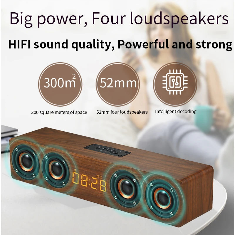 Bluetooth Speaker Portable Powerful Column Home Theater Clock Alarm Computer Speakers Soundbar Subwoofer Boom Box Music Center
