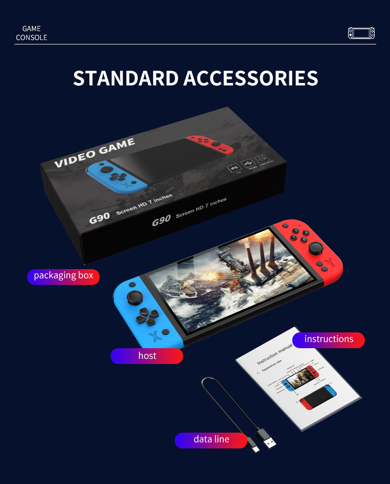 G90 Portable Handheld Game Console 7-inch IPS HD Screen Retro Gaming Arcade for PSP/PS1 64G TV Game Controller For Children Gift