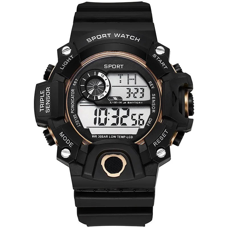 Men's Watch Fashion Sports Electronic Wristwatch Large dial Multifunctional Waterproof Luminous Alarm Kids Male's Military Watch