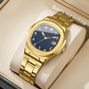 Luxury Men Business Watches Fashion Square Dial Stainless Steel Strap Quartz Watch with Calendar For Mens Clock（Without Box）