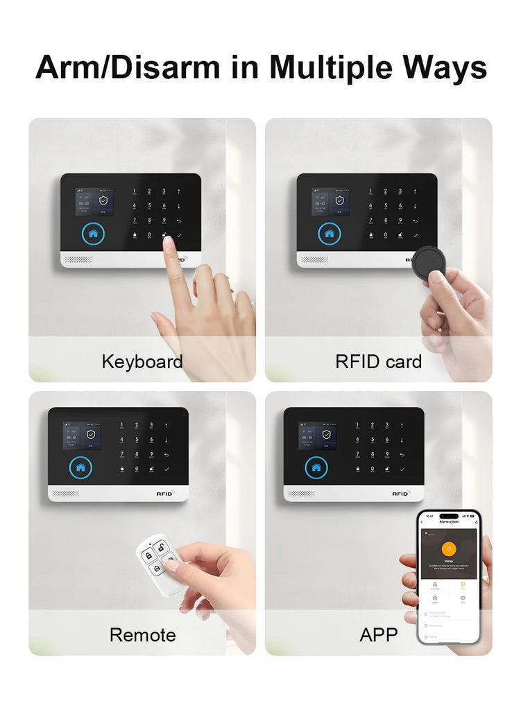 Smart Home GSM Alarm System 4G Wifi System for House Security Wireless with Door Sensor Work with Smart Life APP for Alexa