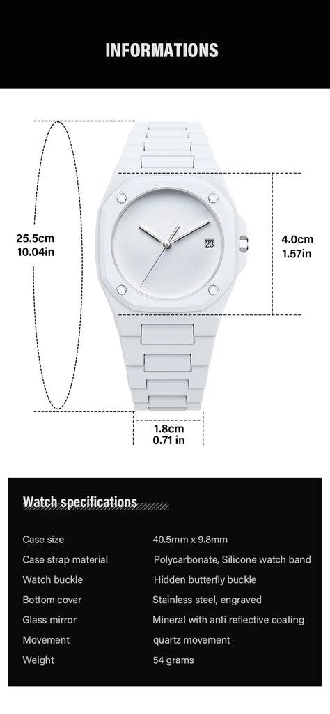 Premium Men's Black Watch with Calendar, Quartz Movement, Gift Box, Polycarbonate Plastic Case, Women's Attention