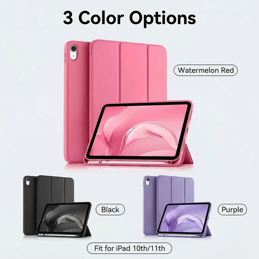 Customized thickened iPad 10th and 11th protective case with pen slot, automatically goes into sleep mode and is shockproof.
