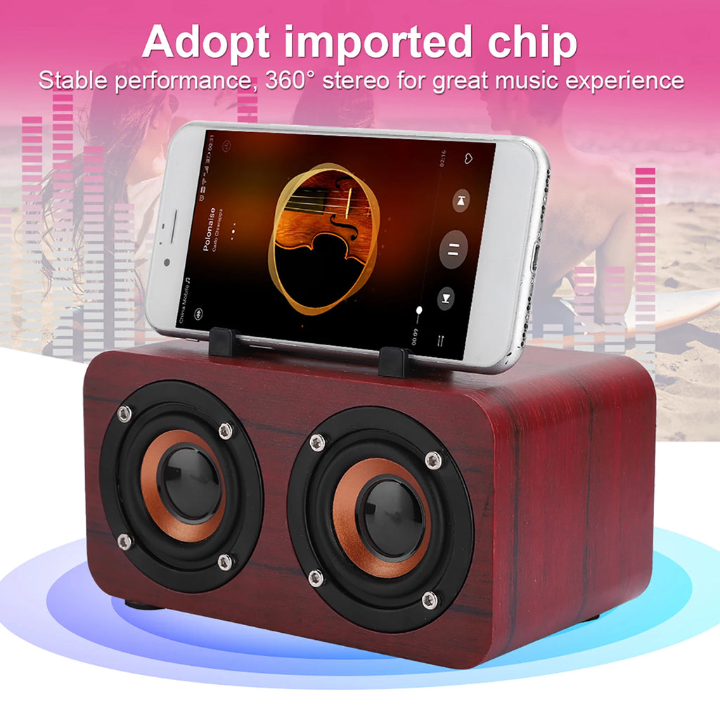 Bluetooth Speaker Retro Wooden Wireless Bluetooth Speaker Portable Music Player for Mobile Phone PC