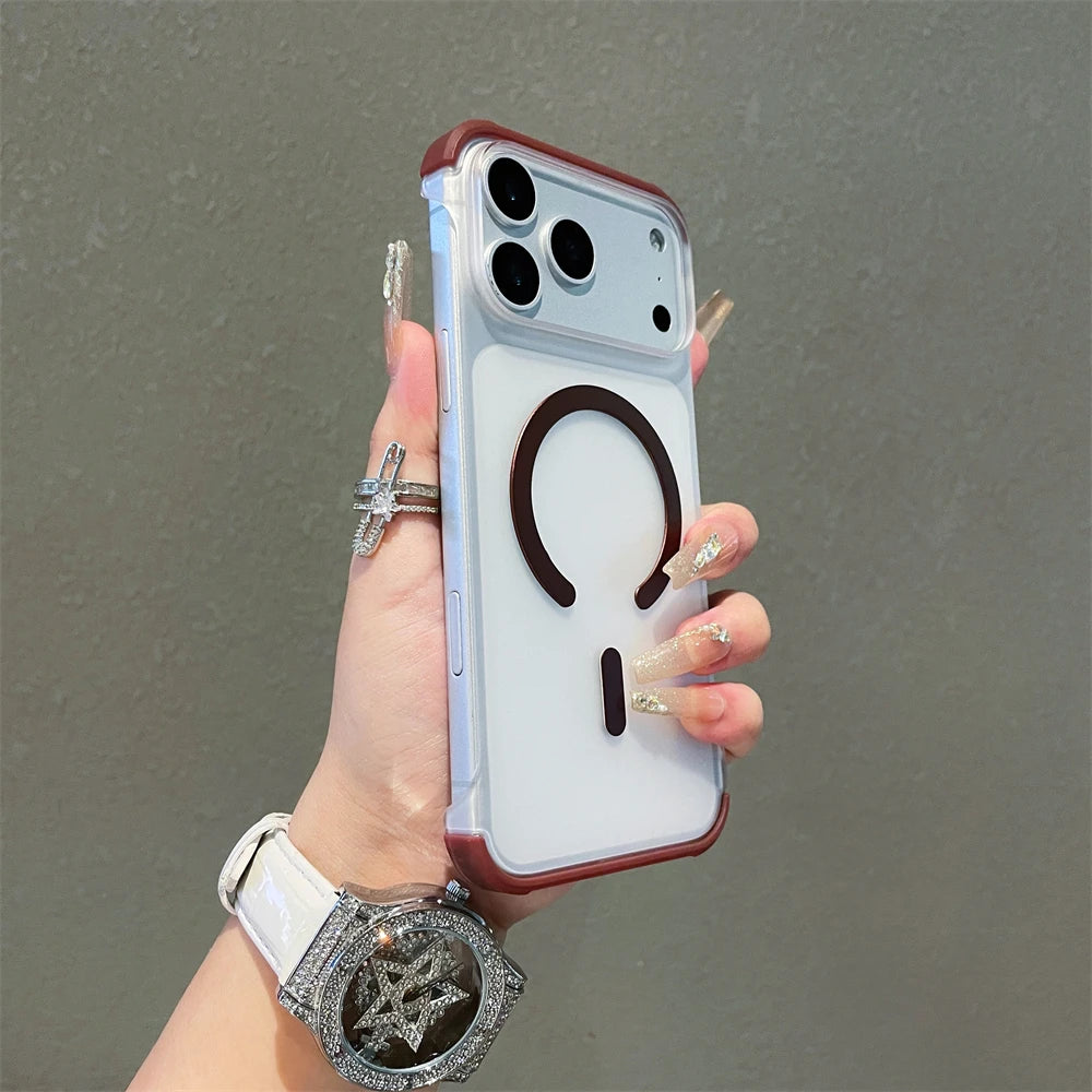 For Magsafe Frameless Magnetic Translucent Case For iPhone 17 16 15 14 13 12 Pro Max Plus Wireless Charging Shockproof Cover