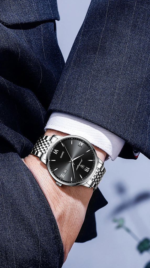 POEDAGAR Luxury Sports Men's Wristwatch Stainless Steel Waterproof Date Man Watch High Quality Casual Fashion Quartz Men Watches