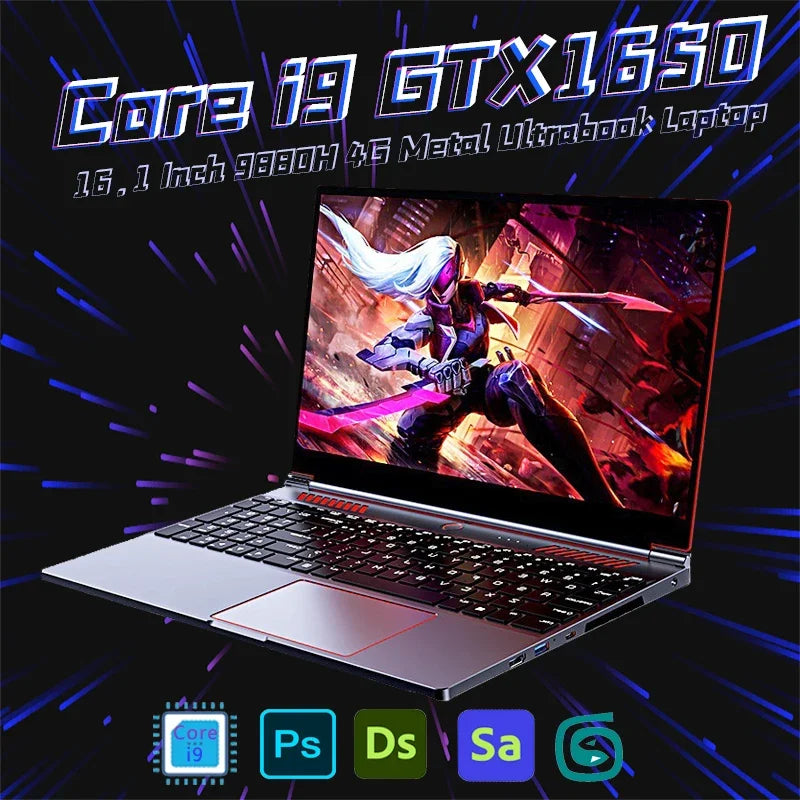 High-Performance 16.1" Gaming Laptop Powered by Intel Core I9-13900H/i9-10885H, 6GB Dedicated Graphics, Windows 11, Fully Upgr