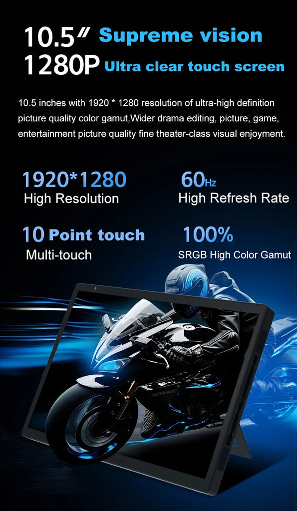 10.5 Inch Mini Video Game PC Gaming Player with Wifi 3 in 1 Tablet Laptop  N95 Detachable Touch Screen PC