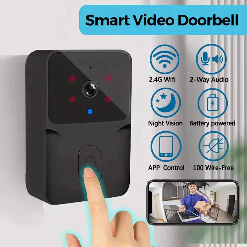 NEW HOT Wireless Smart Video Doorbell, Secure Home Monitoring2.4G WiFi Home Security Camera, 2-way Audio, Night Vision, Battery