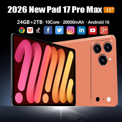 2026 Original NEW IPad 17 Pro Max 11 Inch Global Edition Tablet 24GB 2T Android16 Snapdrago 8gen3 5G Dual SIM Call WIFI Tablet