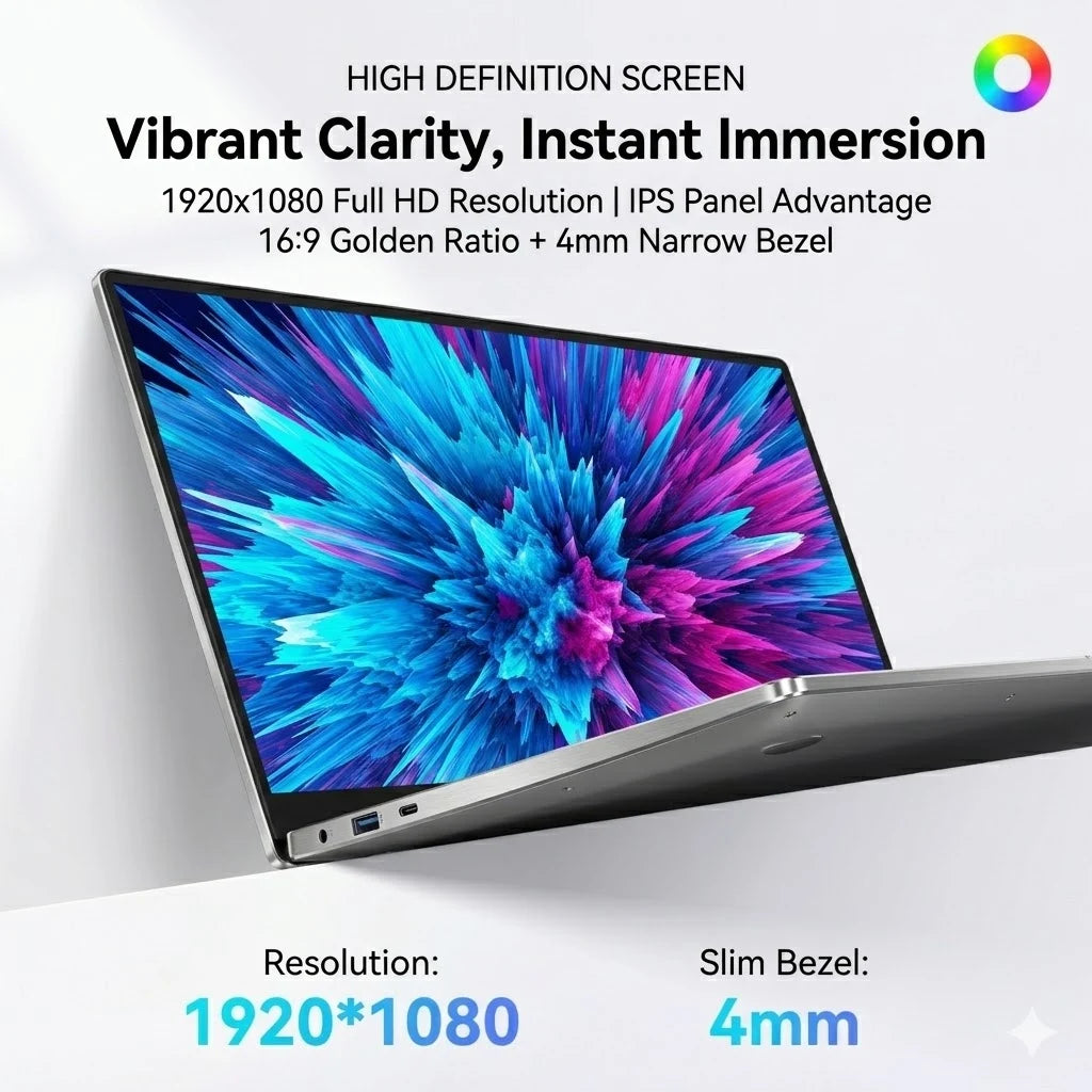 New Ultra Slim 15.6 Inch Laptop Intel Core I3-6100U 32GB RAM 2TB SSD 1920*1080 FHD Display Windows 11 Pro Office Study Computer