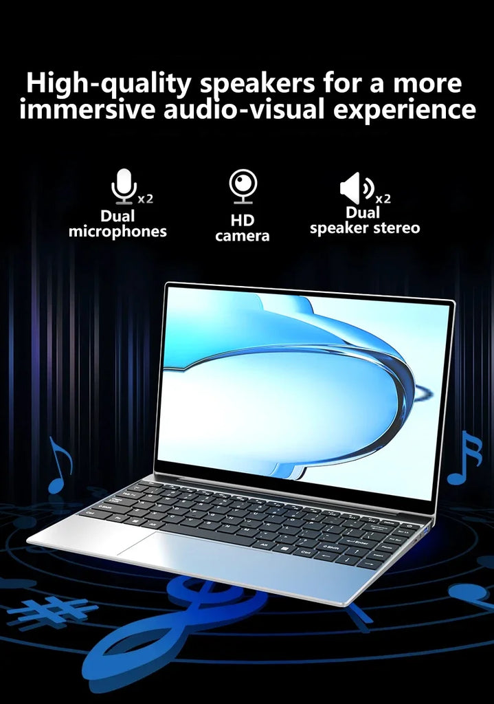 Ultra Slim LENO 14.1" Laptop Intel 4405U Windows11 16GB 2TB SSD 1920*1080 Display Office Gaming Study Computer
