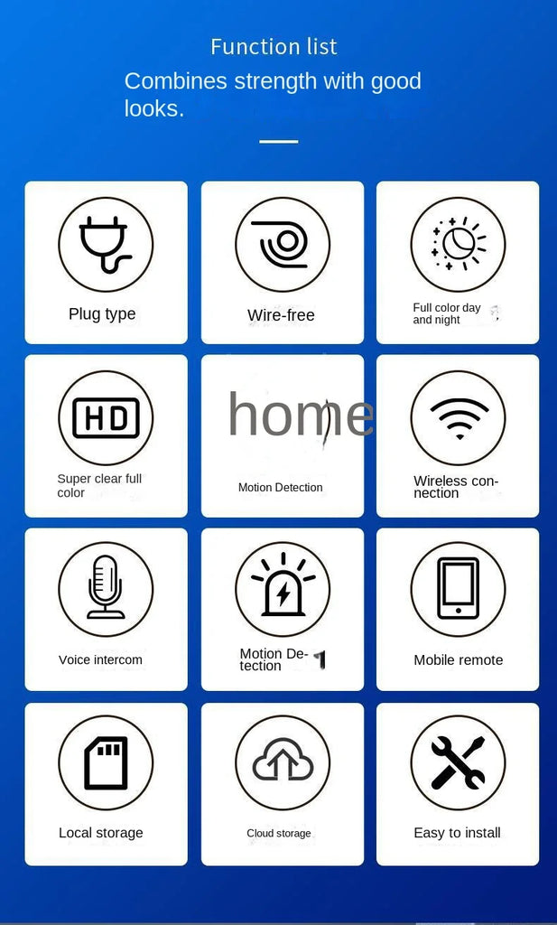 Home Surveillance Cameras, No Drilling Required, For Household Security — Wireless Wifi Hd 1080p Smart 360-degree Camera.