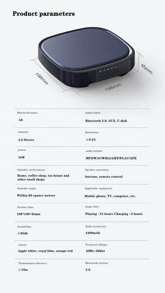 Wireless Bluetooth Speaker Wall-mounted 3D Surround Sound Multifunctional Outdoor Portable Subwoofer Long Battery Life