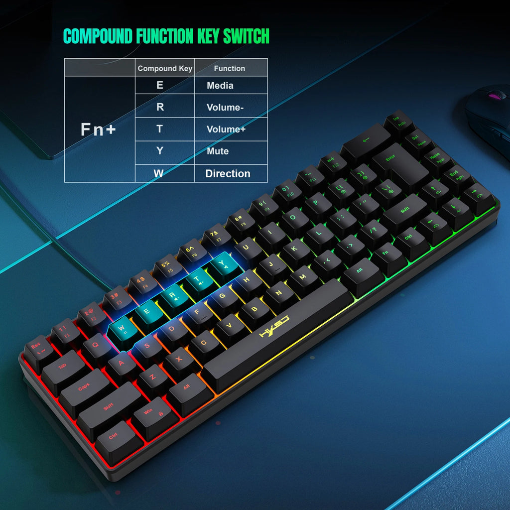60% gaming Keyboard and mouse combo set gamer white key board combo computer wired keyboards mouses office teclado for laptop pc