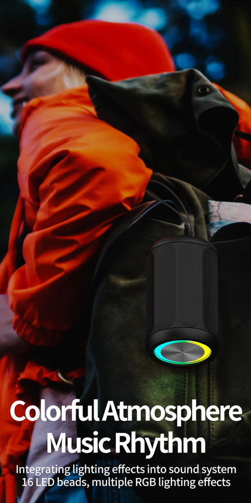 Bluetooth Speaker Wireless LoudSound Subwoofer Outdoor Portable Heavy Bass Fabric Speaker TWS Stereo RGB Ambient Light Speakers