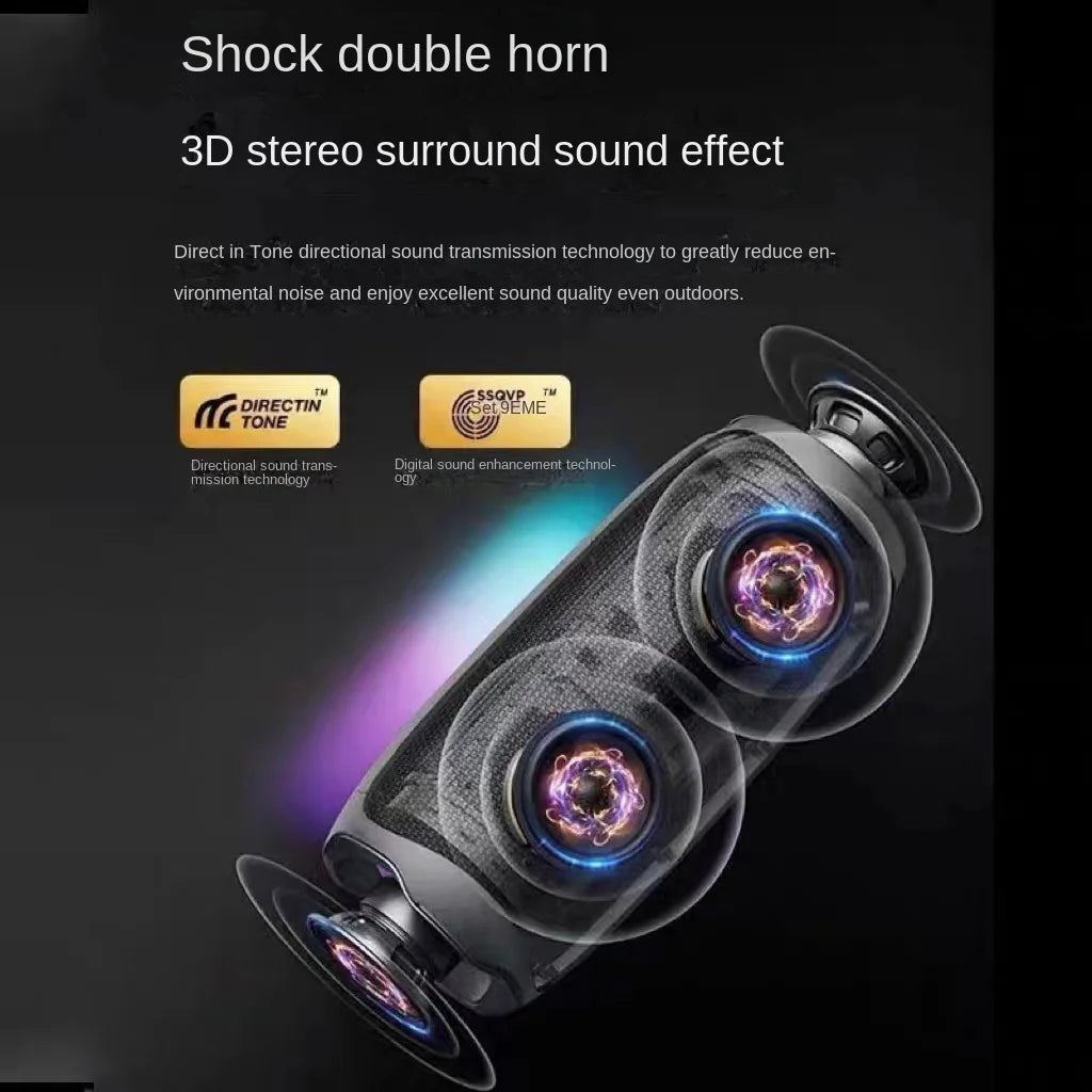 Portable Bluetooth Speaker Outdoor Multifunctional IPX6 Waterproof Subwoofer Wireless Home Theater Dual Speaker TWS Sound System