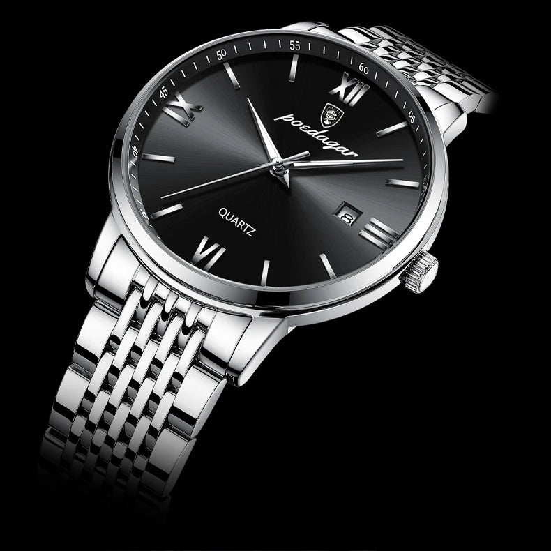 POEDAGAR Luxury Sports Men's Wristwatch Stainless Steel Waterproof Date Man Watch High Quality Casual Fashion Quartz Men Watches