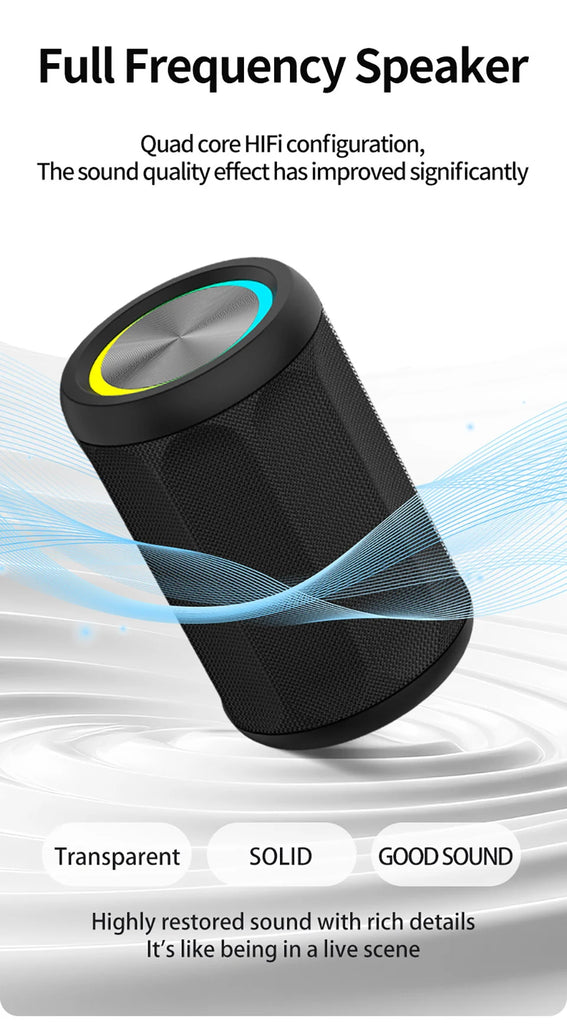 Bluetooth Speaker Wireless LoudSound Subwoofer Outdoor Portable Heavy Bass Fabric Speaker TWS Stereo RGB Ambient Light Speakers