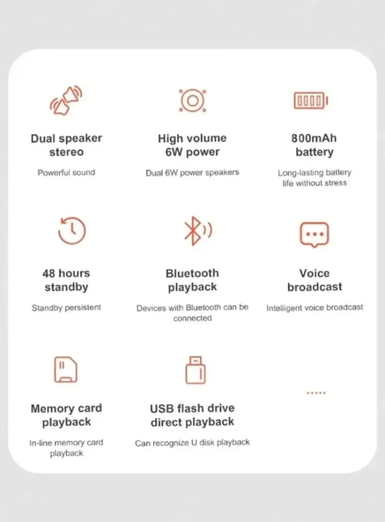 Lenovo Bluetooth Speaker Dual Speaker Stereo TF USB Playback FM Voice Broadcasting Subwoofer Outdoor Wireless Portable Speakers