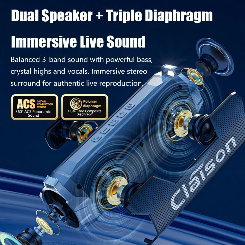 CLAISON Bluetooth 5.3 Speaker | Hi-Fi Deep Bass Waterproof & Long Battery Portable Outdoor Speaker