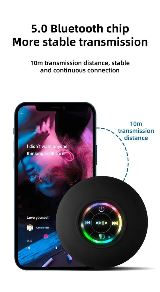Bluetooth Shower Speaker Portable Wireless Mini Speaker with Mic Suction Cup IPX4 Water Resistant for Travel Pool River Floating