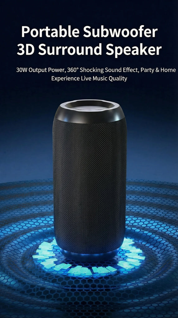 Bluetooth Speaker Bass Powerful Portable Long Battery Life Wireless Subwoofer Outdoor Gathering Camp Sound Box Supports TF USB