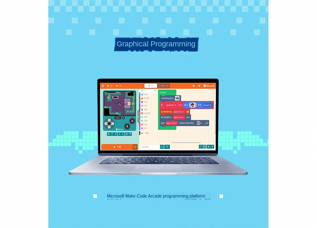 GameGo programmable Game Console Portable Handheld Game Console Kid's Primary Secondary School Programming Toy Teaching Aids
