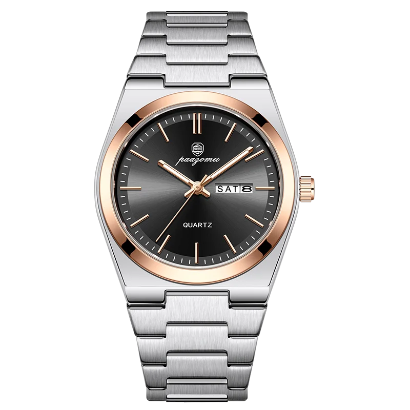 PENGAGAR Luxury Sport Quartz Man Wristwatch Waterproof Luminous Date Week Men Watches Stainless Steel Men's Watch Male Reloj+box