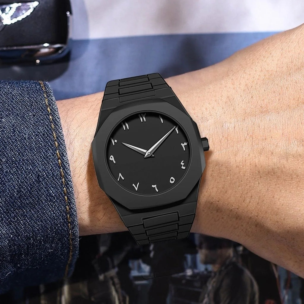 New Trend Fashion Men Watch Business Men Quartz Watch Classic Waterproof Round Watches Art Arabic Digital Dial Men's Clock