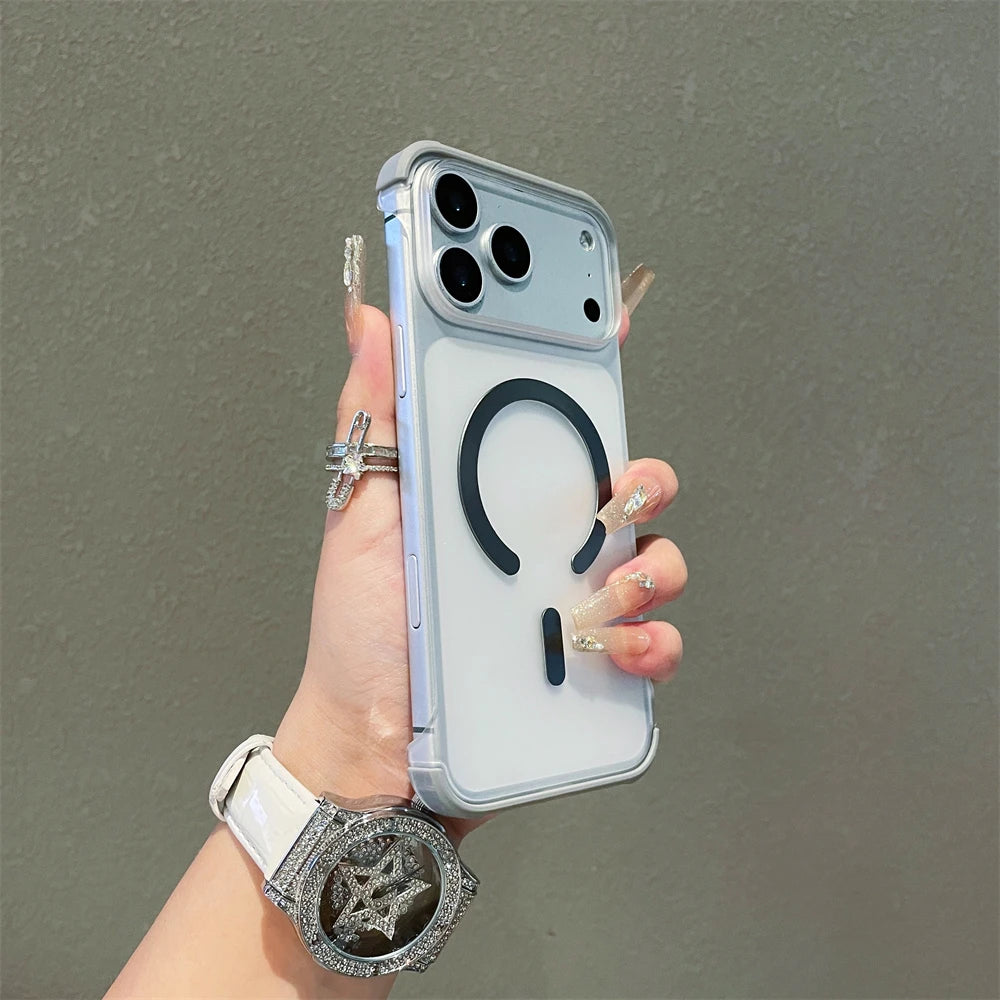 For Magsafe Frameless Magnetic Translucent Case For iPhone 17 16 15 14 13 12 Pro Max Plus Wireless Charging Shockproof Cover