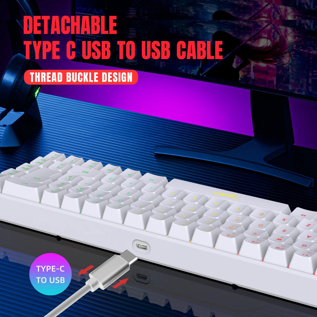 60% gaming Keyboard and mouse combo set gamer white key board combo computer wired keyboards mouses office teclado for laptop pc