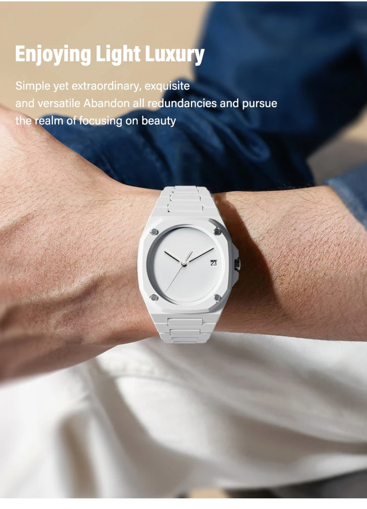Premium Men's Black Watch with Calendar, Quartz Movement, Gift Box, Polycarbonate Plastic Case, Women's Attention