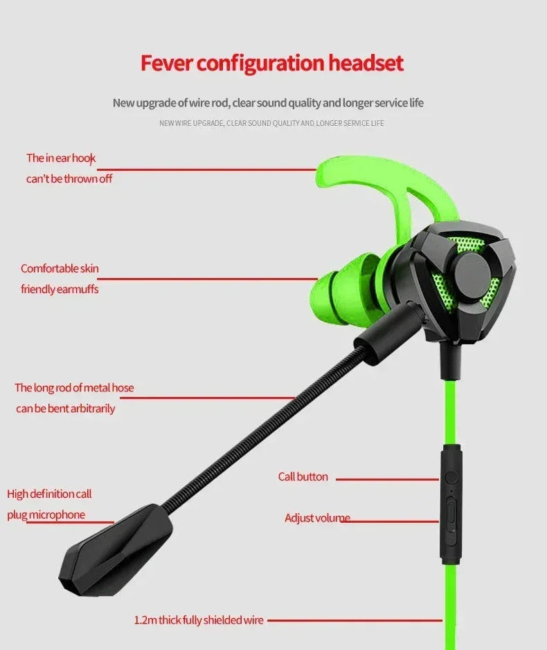 Universal Wired Earphone Headset Gamer Headphones Gaming Earbuds With Mic For Pubg PS4 CSGO Casque Phone Tablet Laptop Game
