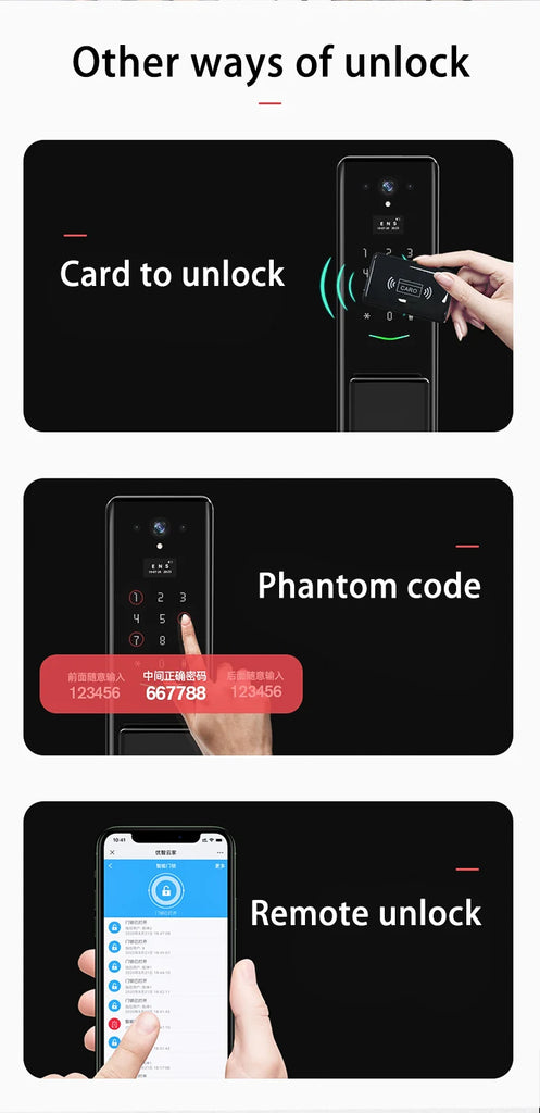 House Electric App Wifi Digital Smart Door Lock Camera Home Security Finger Print Doorlock Keyless Entry Candado Inteligente