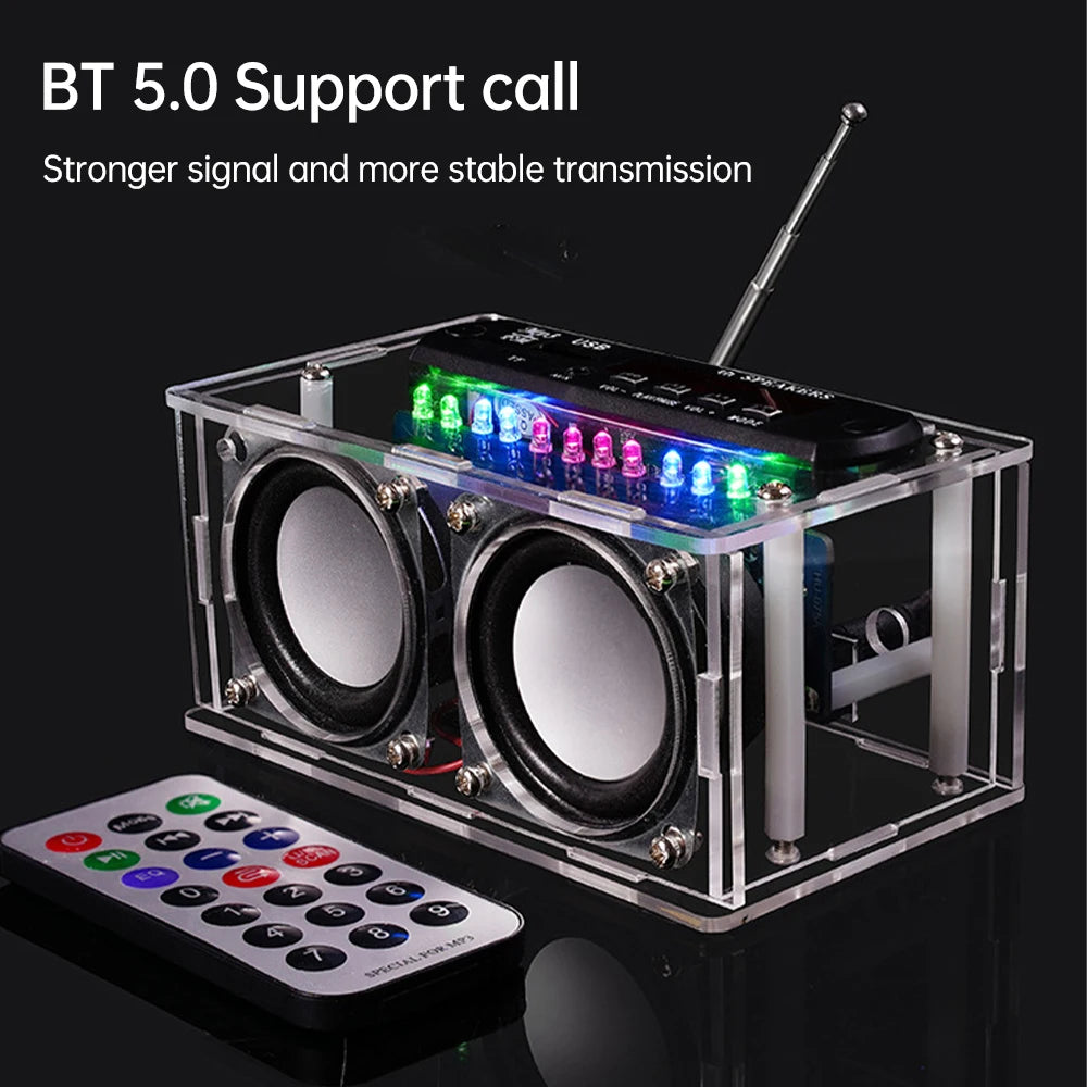 Bluetooth Speaker DIY Kit with FM Radio 87.5-108MHZ DIY Welding Project Practice Electronic Kit Solder Assembly U Disk TF AUX