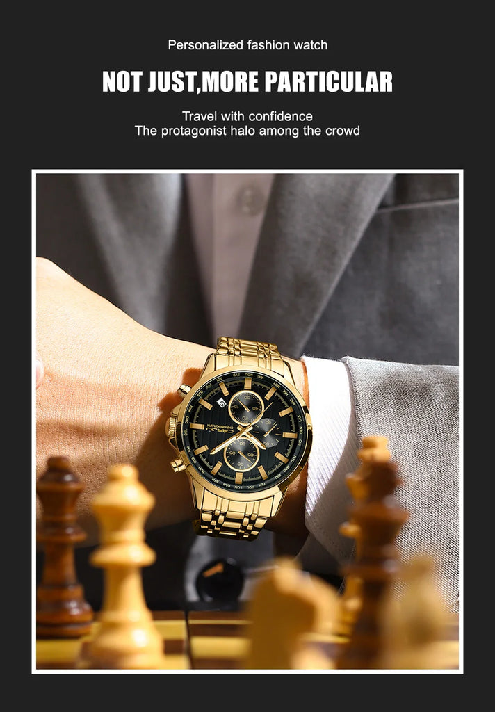 CRRJU Brand Creative Multifunction Male Wristwatch Date Display Stainless steel Men Quartz Watch Waterproof Sports Chronograph