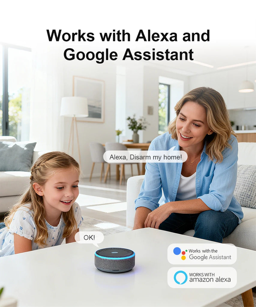 Smart Home GSM Alarm System 4G Wifi System for House Security Wireless with Door Sensor Work with Smart Life APP for Alexa