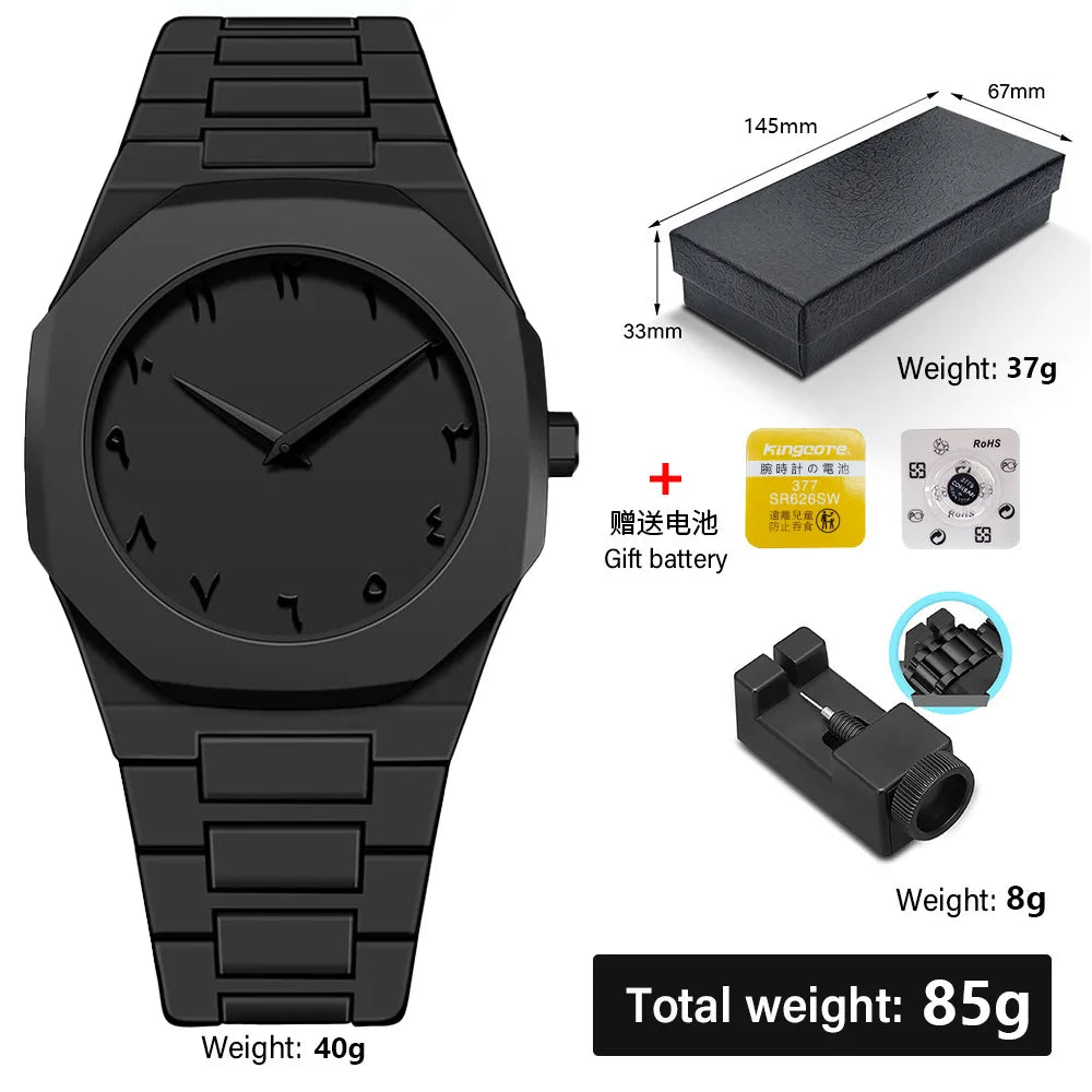 New Trend Fashion Men Watch Business Men Quartz Watch Classic Waterproof Round Watches Art Arabic Digital Dial Men's Clock